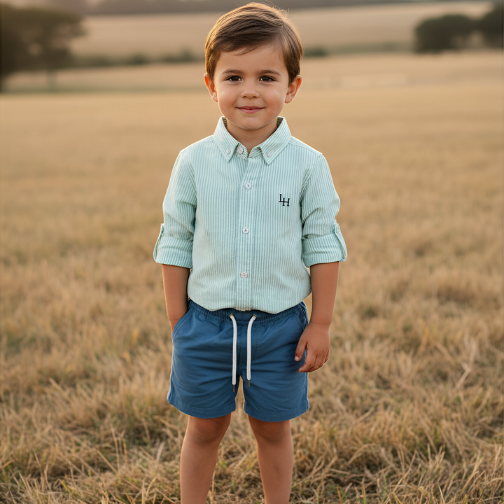 Boys Sonny Shorts - Blue Linen 26