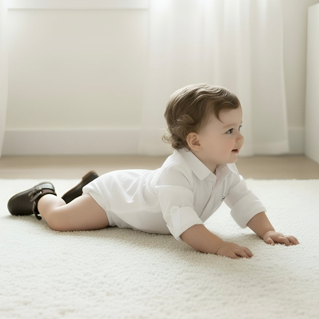 Baby Boys Dress Shirt Romper - White