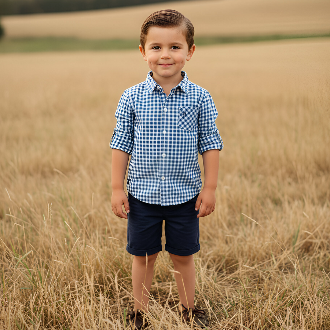 Boys Dress Shirt - Blue Check 26