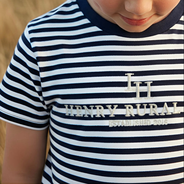 Boys Henry Rural Co Tee - Navy White Stripe