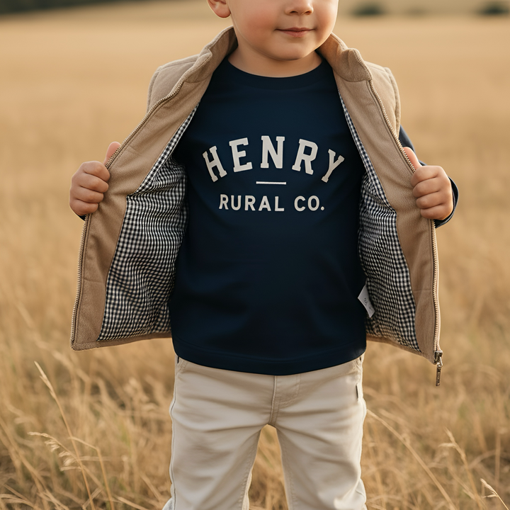 Boys LS Tee - Henry Rural Co - Navy