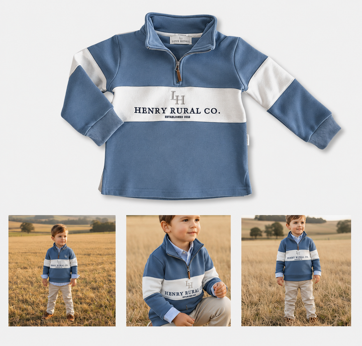 Boys Rural Co Sweater - Blue/White