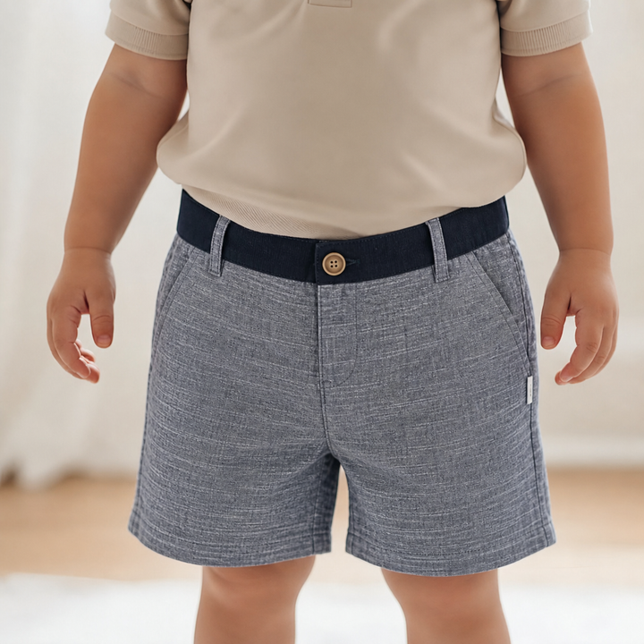 Baby Boys Oscar Shorts - Navy Slub