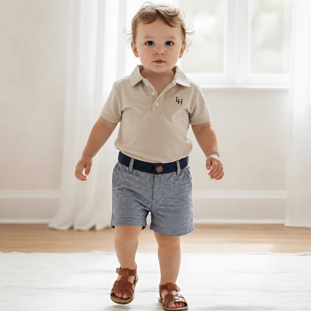 Baby Boys Oscar Shorts - Navy Slub