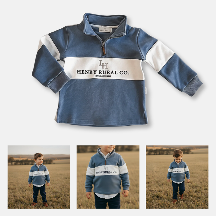 Boys Rural Co Sweater - Blue/White