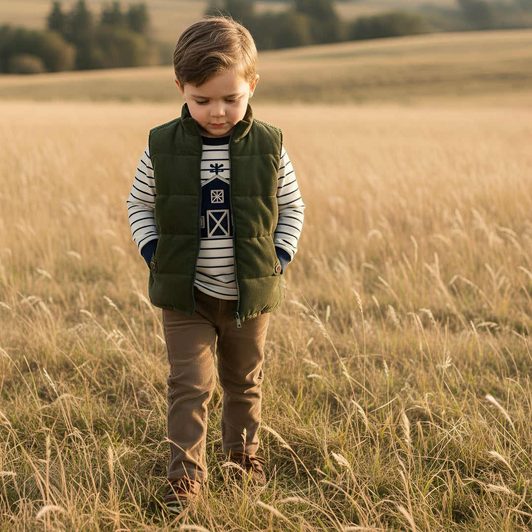 Boys Cooper Puffer Vest - Dark Olive