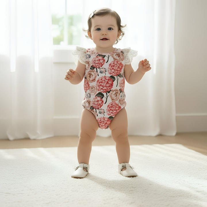 Baby Girls Knit Romper - Pink Blossom