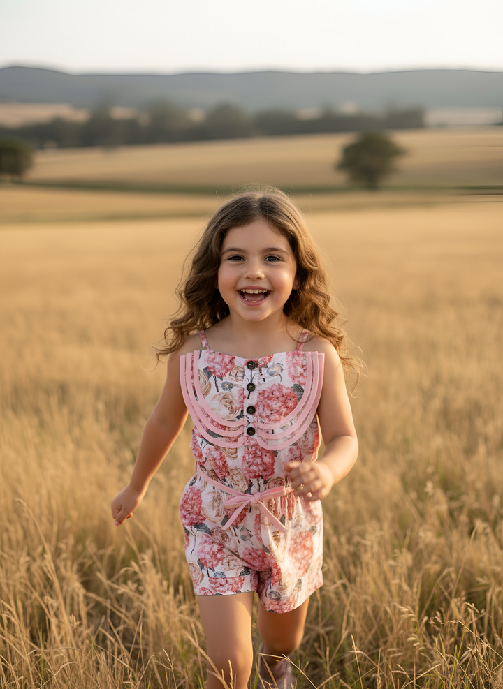 Girls Miranda Playsuit - Pink Blossom