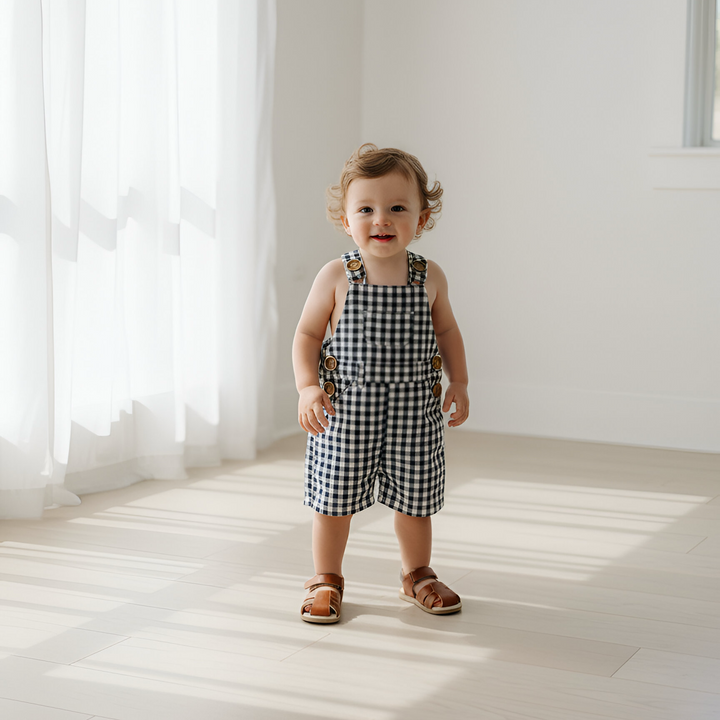 Baby Boys Roy Dungaree - Navy Check 26