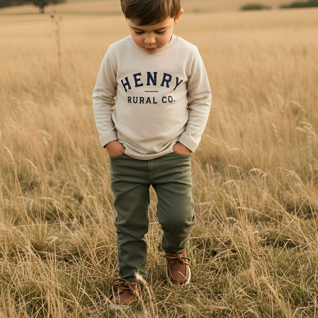 Boys LS Tee - Henry Rural Co - Stone