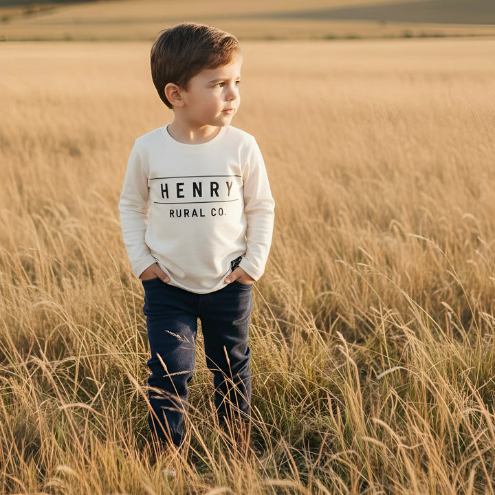 Boys LS Tee - Henry Rural Co - White