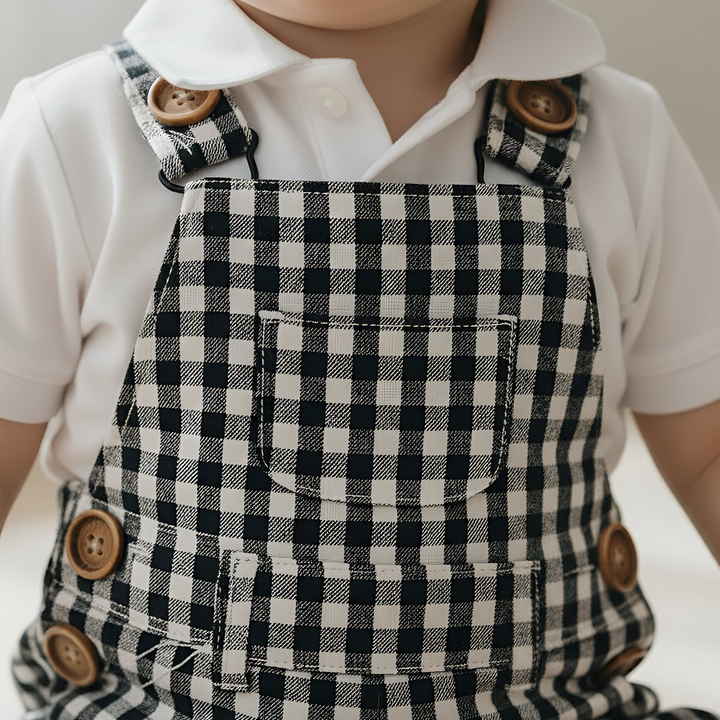 Baby Boys Roy Dungaree - Navy Check 26