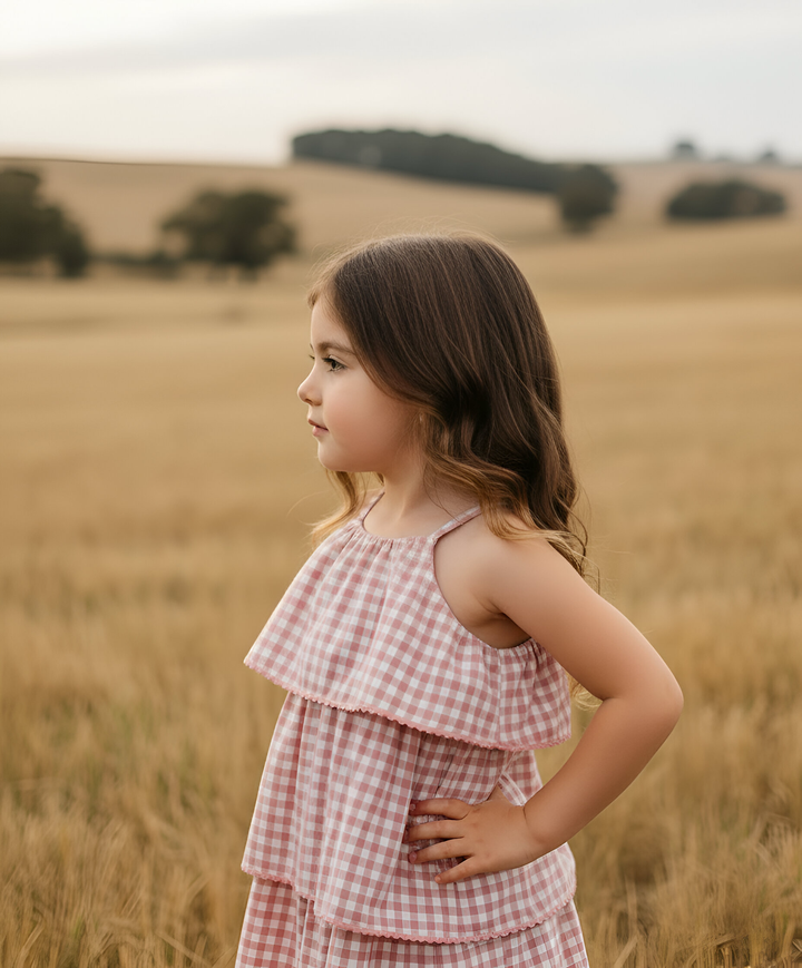 Girls Sadie Dress - Pink Check