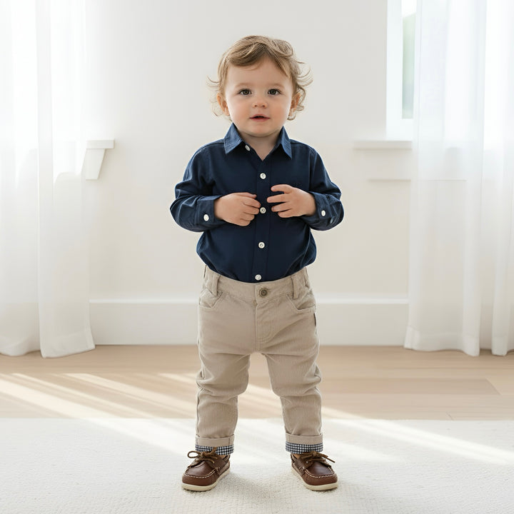 Baby Boys Dress Shirt Romper - Navy
