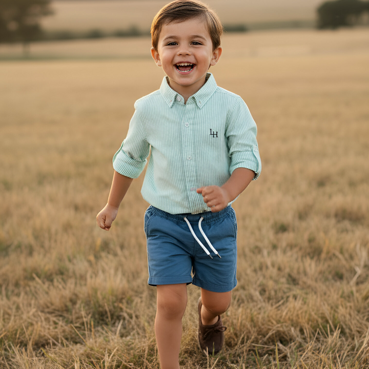 Boys Sonny Shorts - Blue Linen 26