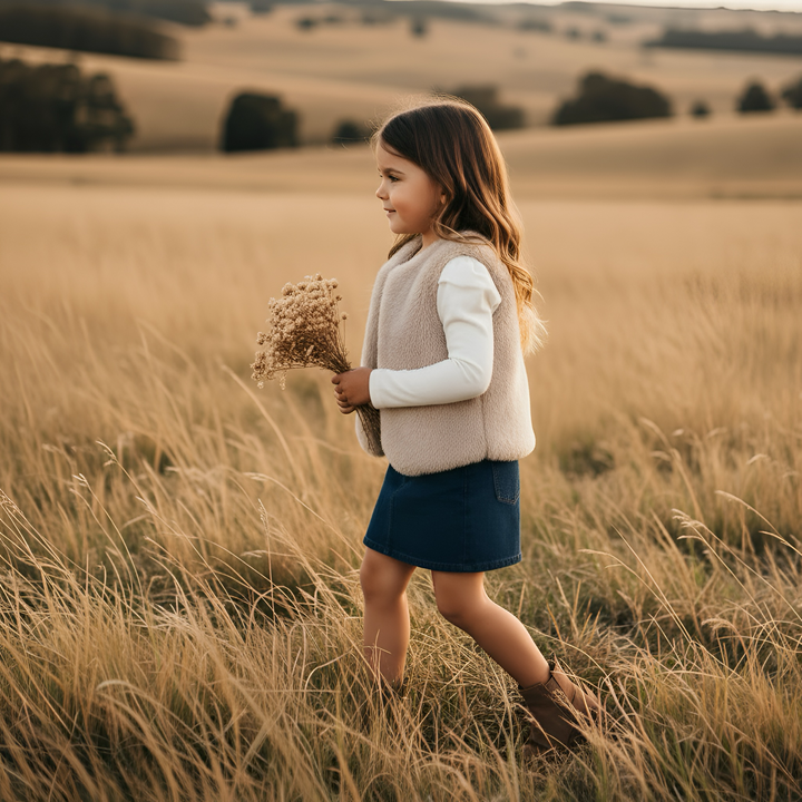 Girls Puff Sleeve Knit Top - White