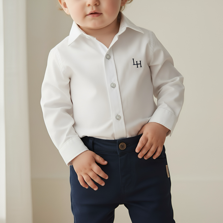 Baby Boys Dress Shirt Romper - White
