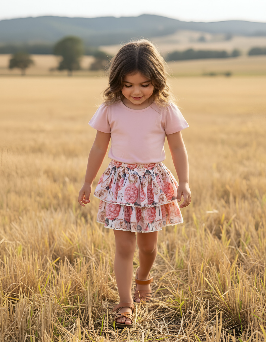 Girls Frill Sleeve Top - Pink