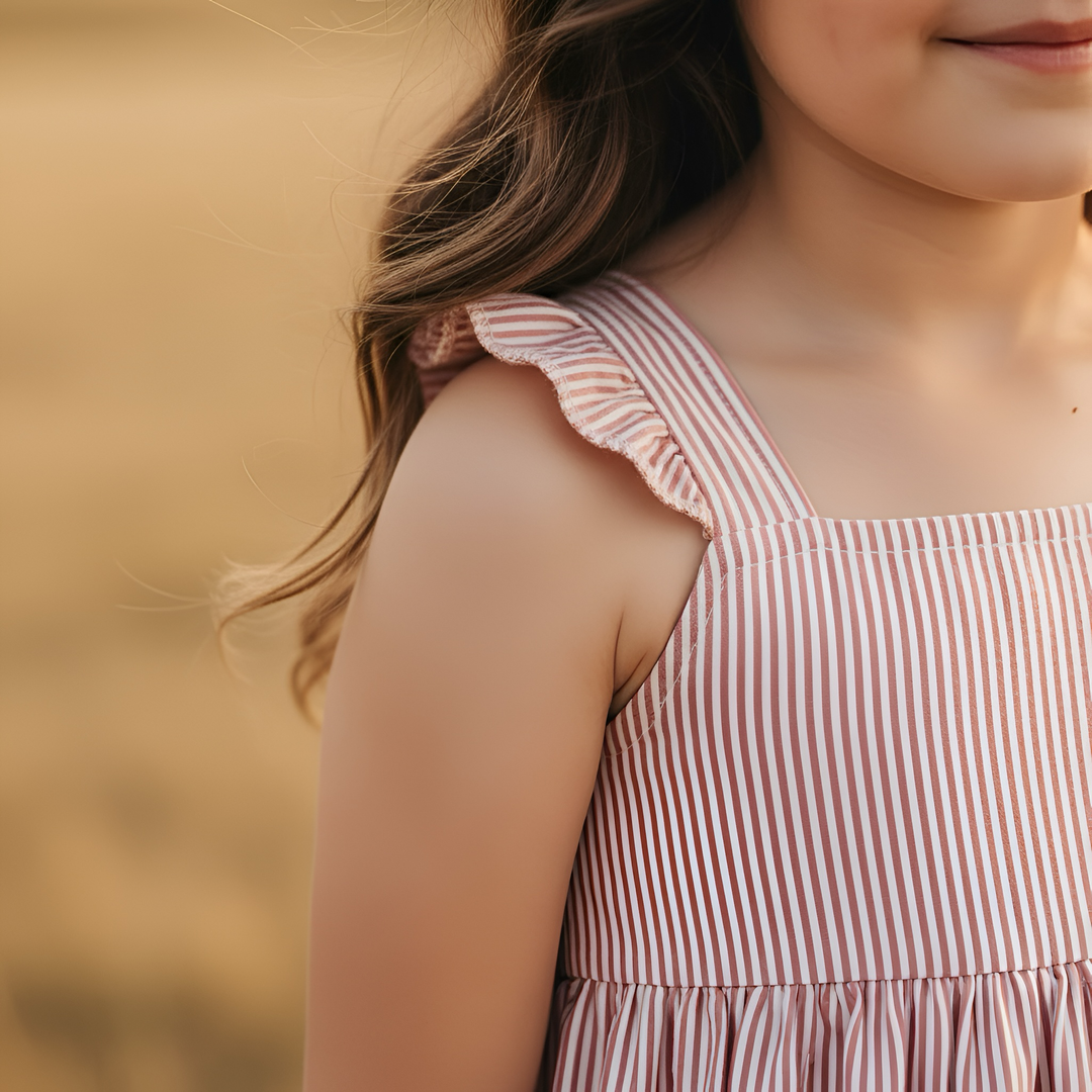 Girls Maxi Dress - Red Stripe