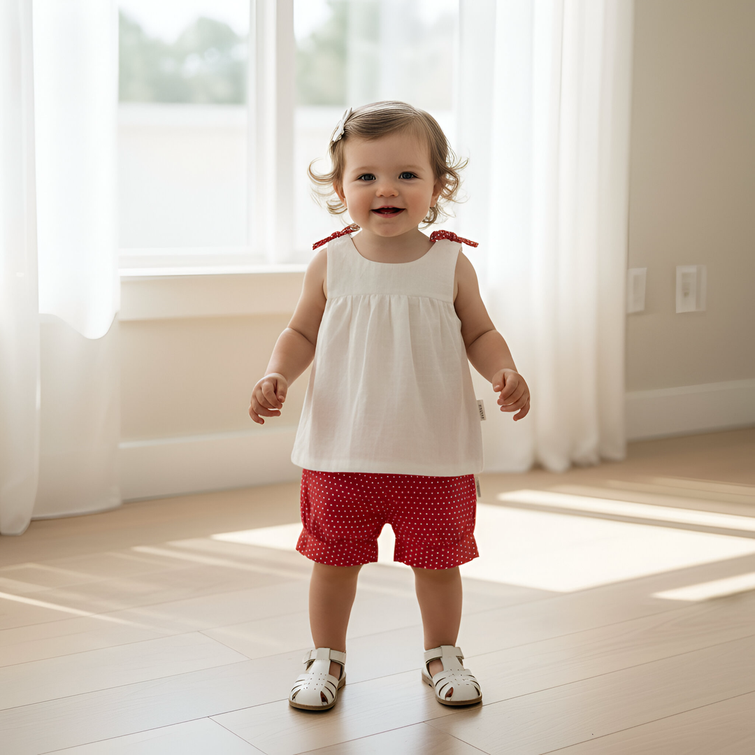 Baby Girls Lucy Shorts - Red Polka Dots
