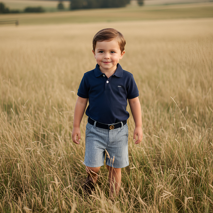 Boys Oscar Shorts - Navy Gingham 26
