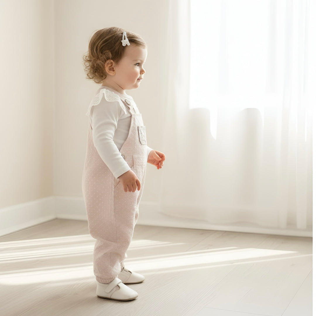 Baby Girls Lace Sleeve Romper - White
