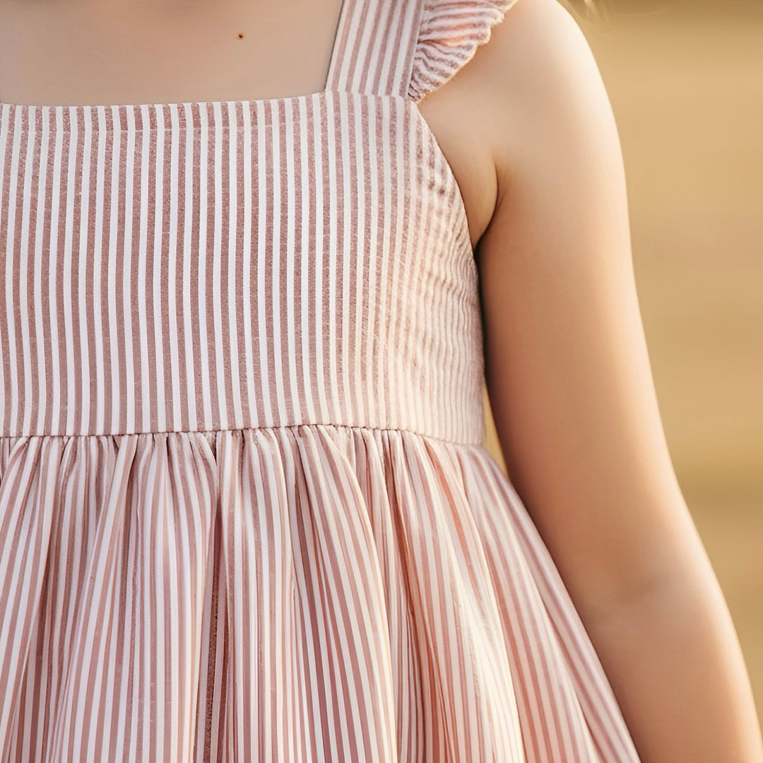 Girls Maxi Dress - Red Stripe