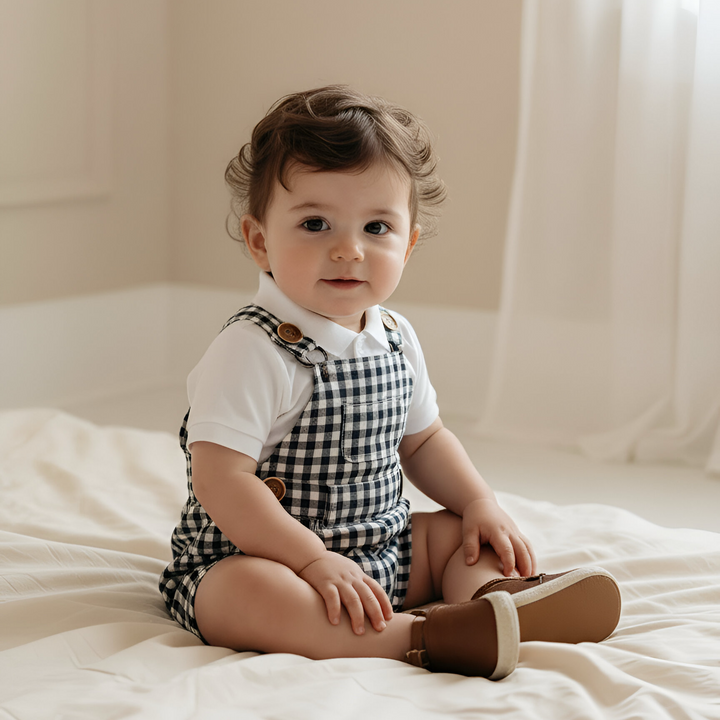 Baby Boys Roy Dungaree - Navy Check 26