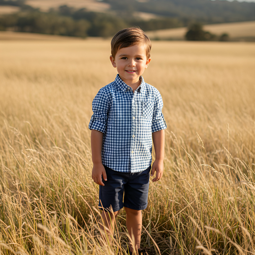 Boys Dress Shirt - Blue Check 26