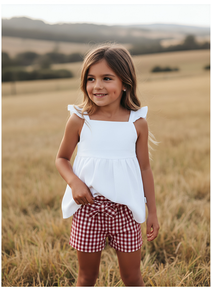 Girls Esme Top - White Linen 26