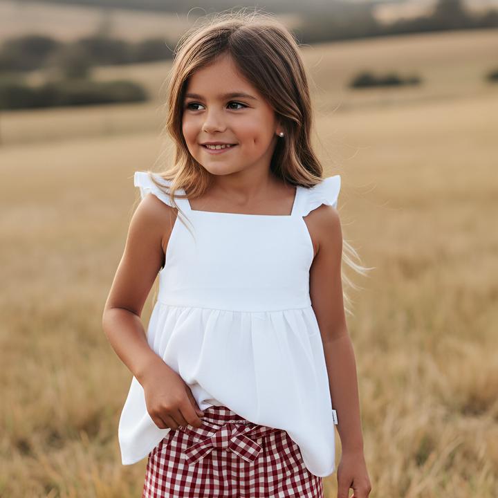 Girls Esme Top - White Linen 26
