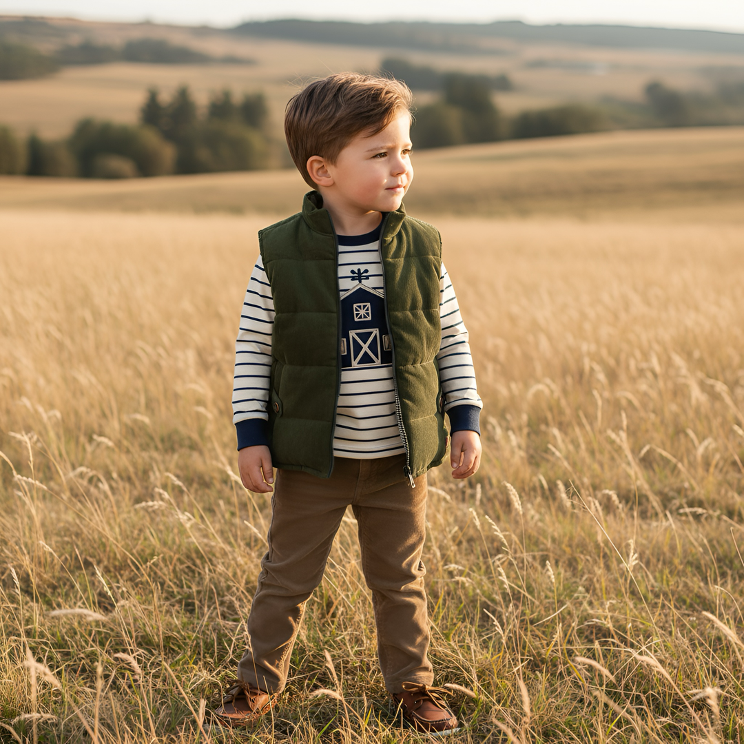 Boys Cooper Puffer Vest - Dark Olive