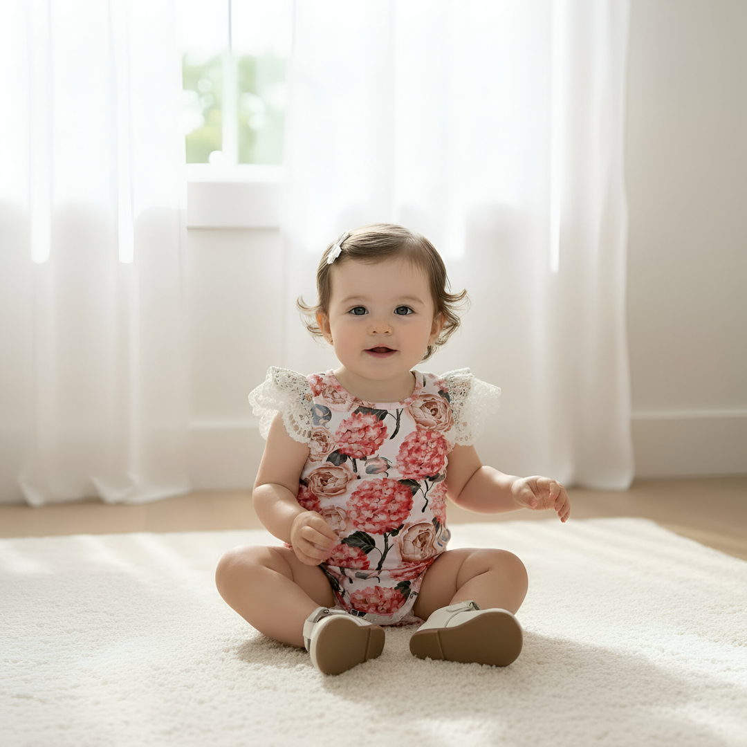 Baby Girls Knit Romper - Pink Blossom
