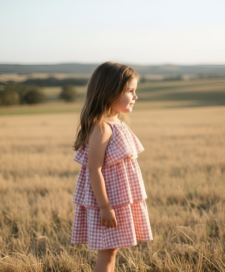 Girls Sadie Dress - Pink Check