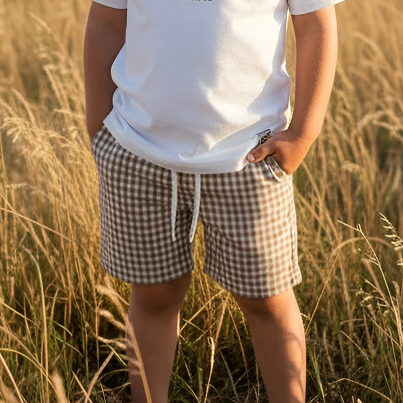Boys Sonny Shorts - Brown Check 26