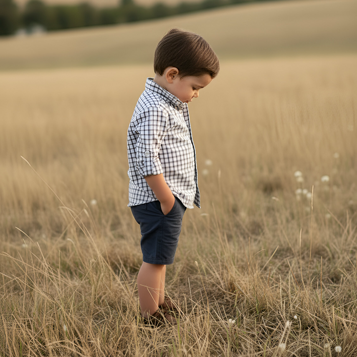 Boys Oxford Dress Shirt - Tan Check 26