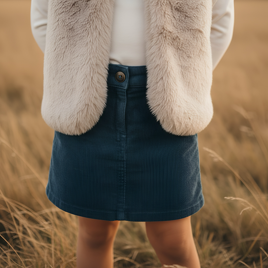 Girls straight skirt -  Navy Corduroy