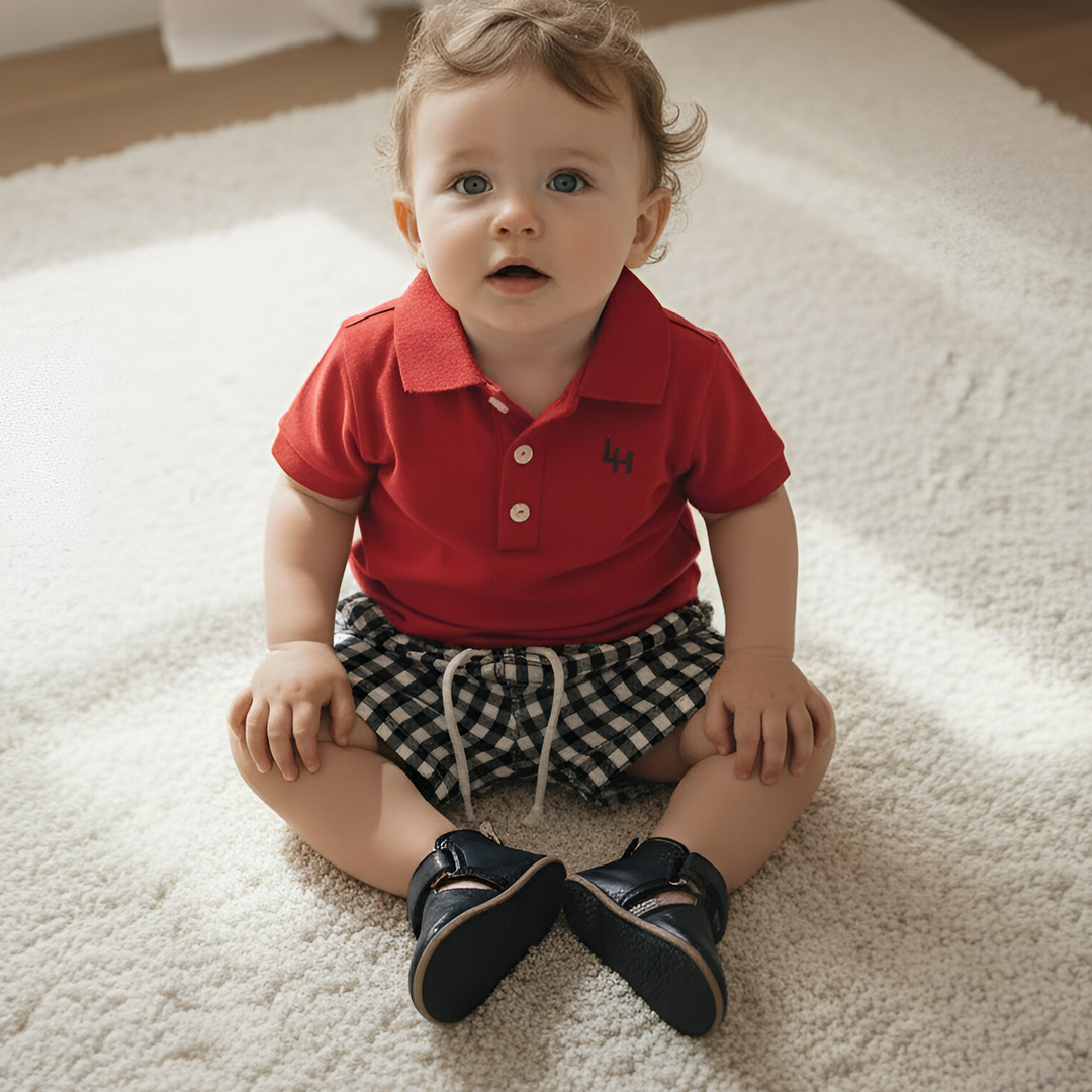 Baby Boys Sonny Short - Navy Check