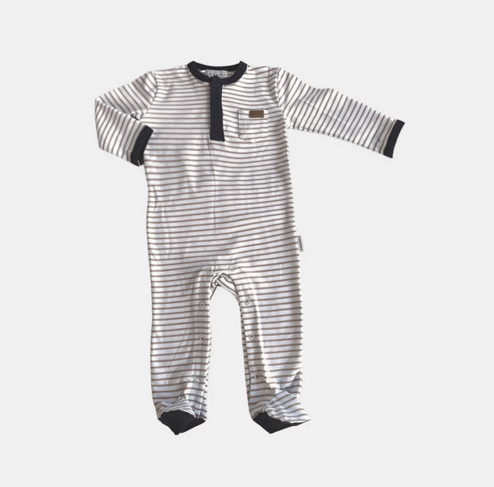 Baby Boys Winter Onesie - Beige Stripe