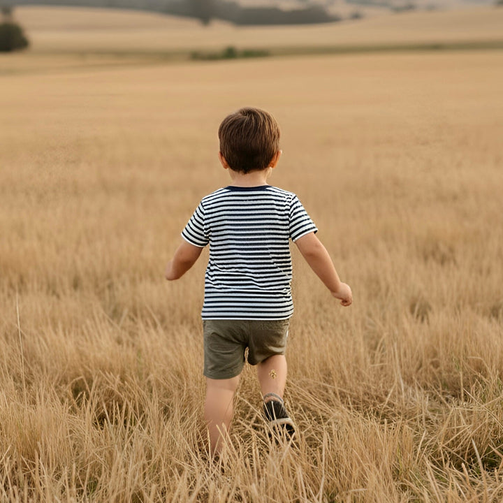 Boys Henry Rural Co Tee - Navy White Stripe