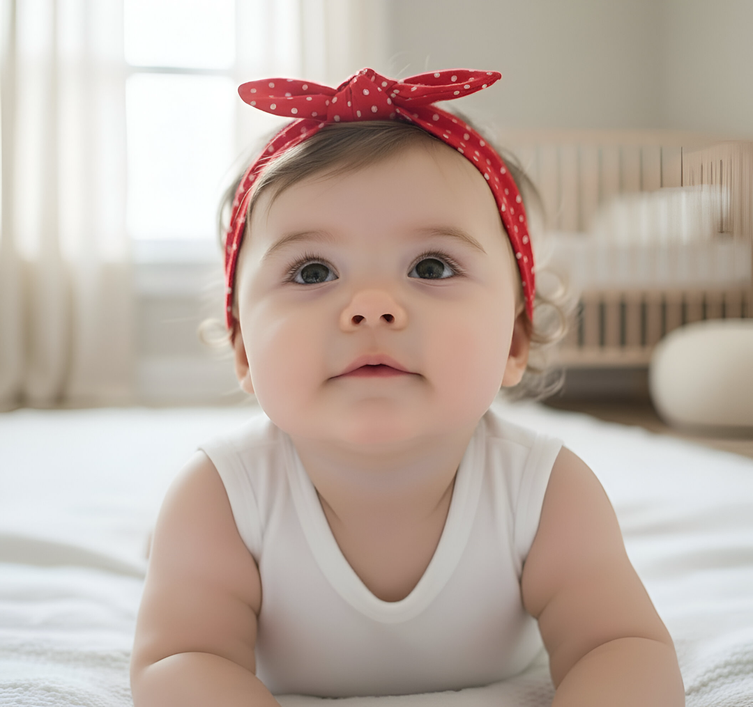 Girls Headband - Red Polka Dots