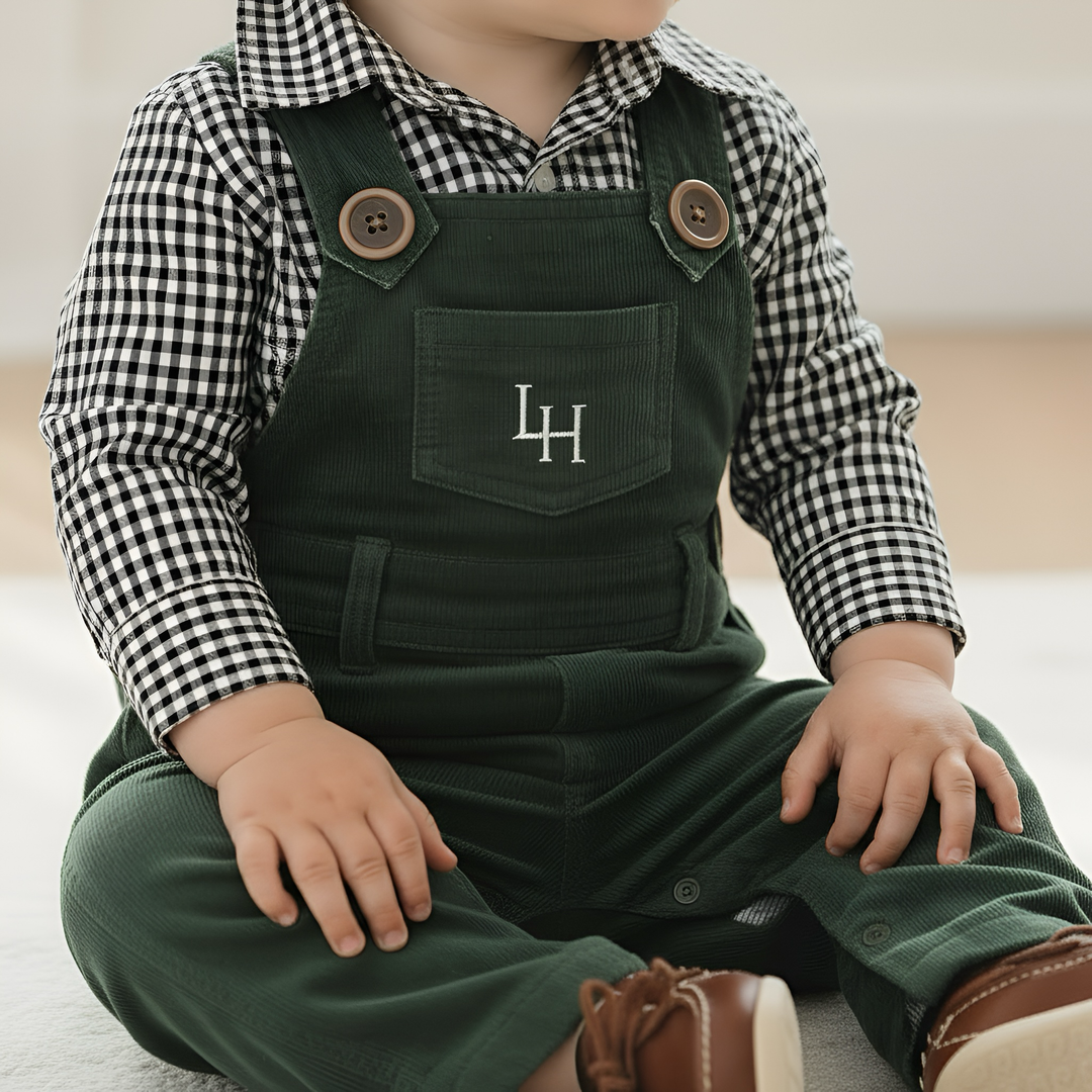 Baby Boys Roy Dungaree - Olive Corduroy