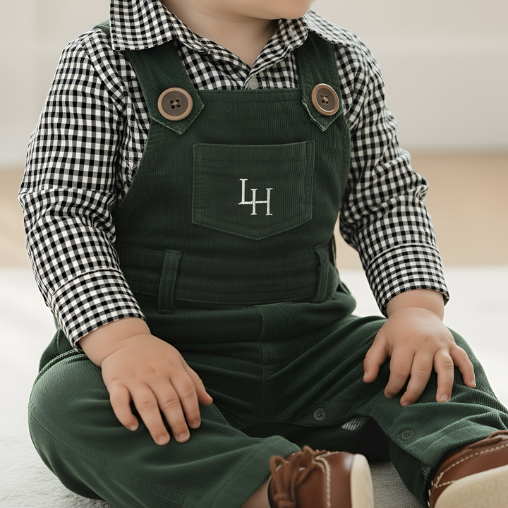 Baby Boys Roy Dungaree - Olive Corduroy