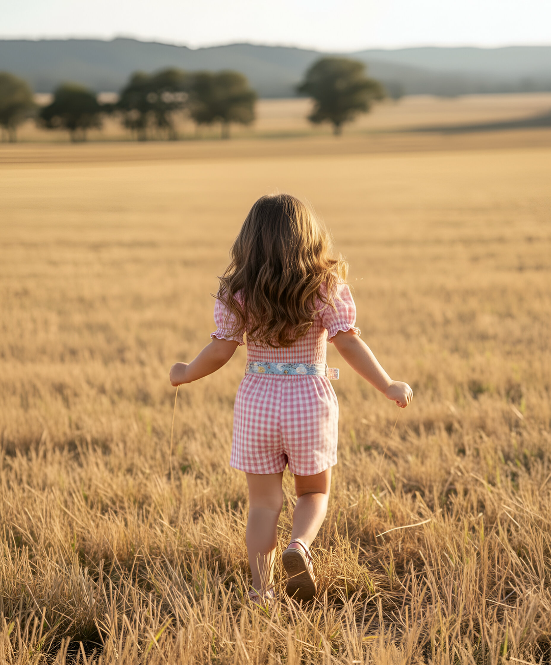 Girls Tilly Playsuit -  Pink Check