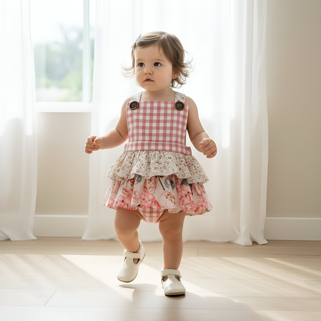 Baby Girls Frilly Playsuit -  Pretty Blossom