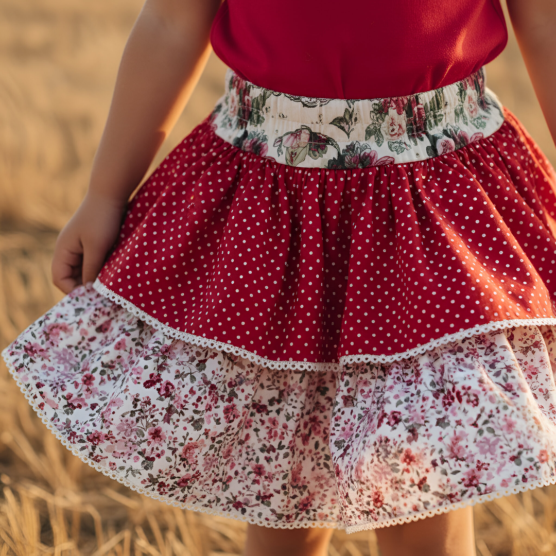 Girls Frilly Skirt - Festive Floral 26