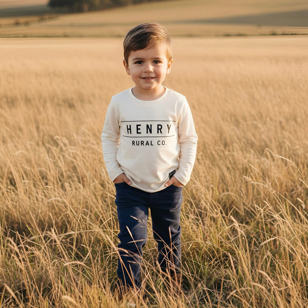 Boys LS Tee - Henry Rural Co - White
