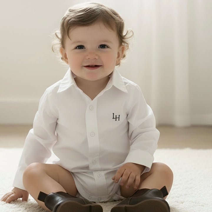 Baby Boys Dress Shirt Romper - White