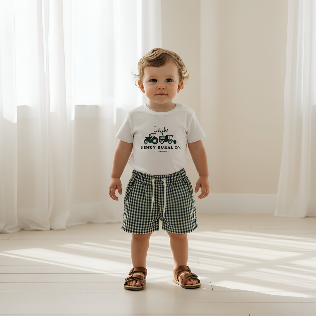 Baby Boys Sonny Short - Green Gingham 26