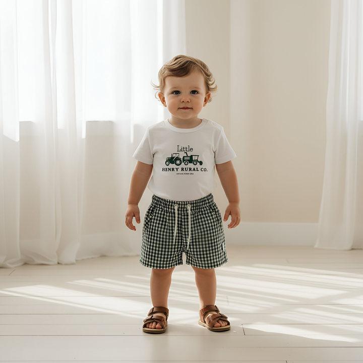 Baby Boys Sonny Short - Green Gingham 26